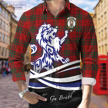 MacNab (McNab) Tartan Long Sleeve Button Up Shirt with Alba Gu Brath Regal Lion Emblem