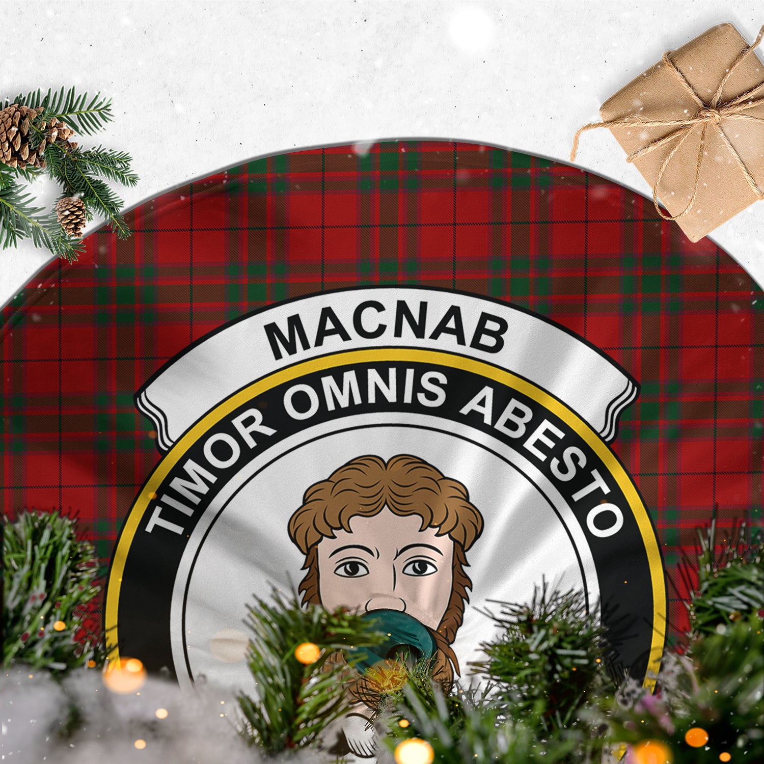 MacNab Tartan Christmas Tree Skirt with Family Crest - Tartanvibesclothing