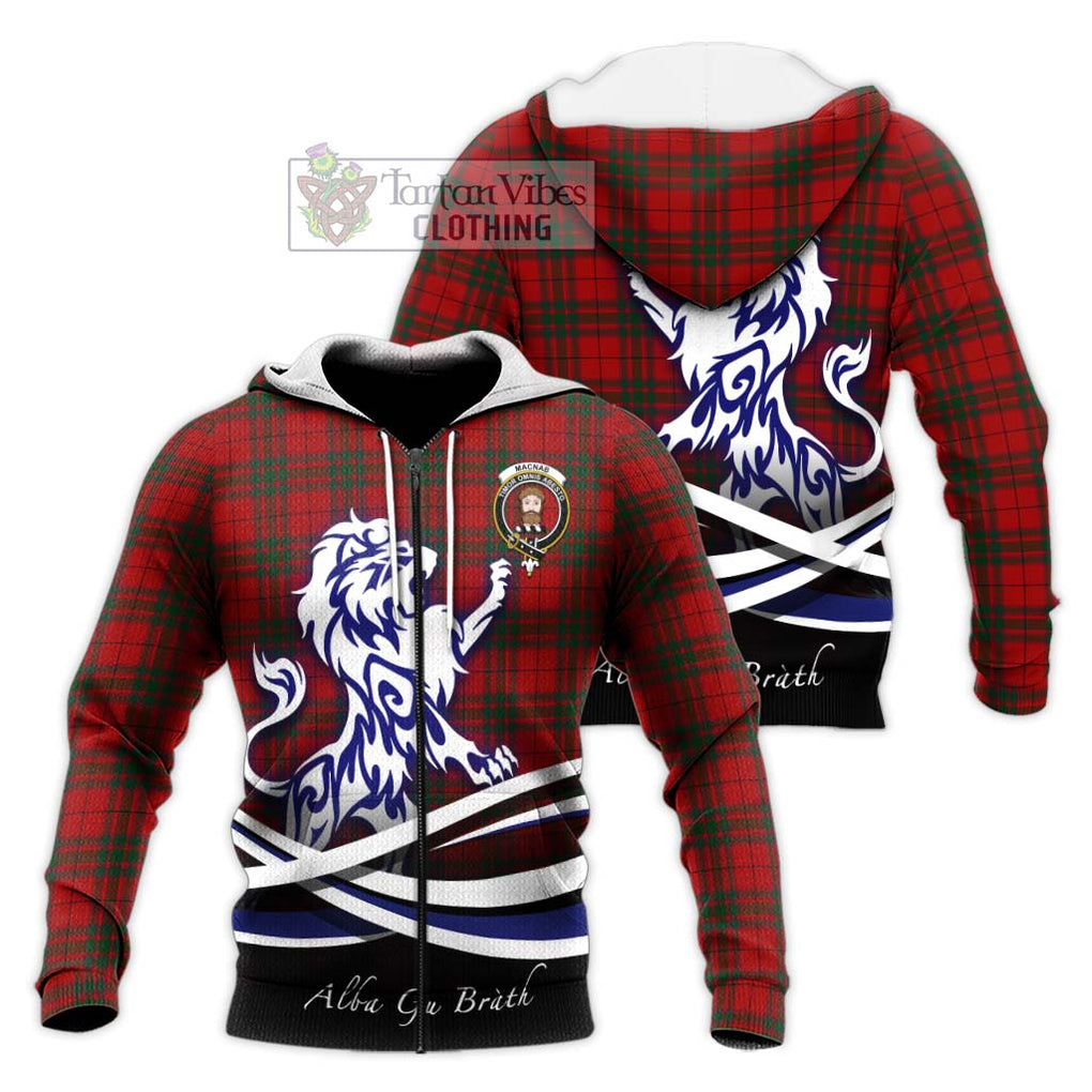 MacNab (McNab) Tartan Knitted Hoodie with Alba Gu Brath Regal Lion Emblem Unisex Knitted Zip Hoodie - Tartanvibesclothing Shop