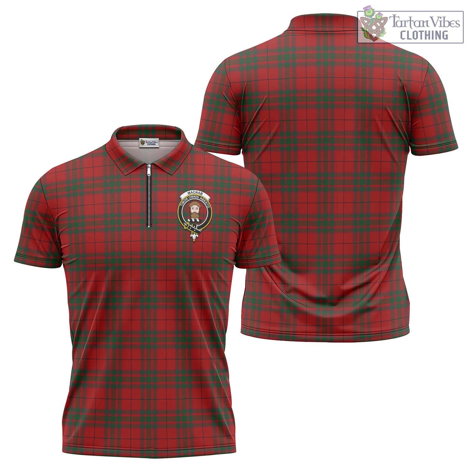 Tartan Vibes Clothing MacNab Tartan Zipper Polo Shirt with Family Crest