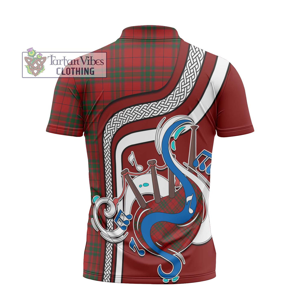 MacNab (McNab) Tartan Zipper Polo Shirt with Epic Bagpipe Style - Tartanvibesclothing Shop