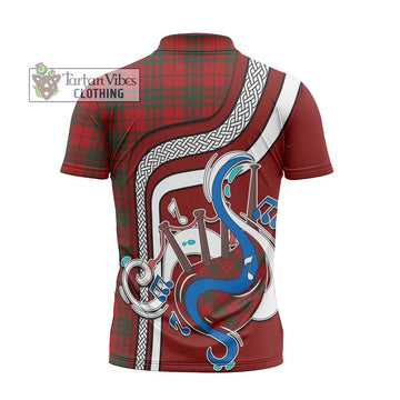 MacNab (McNab) Tartan Zipper Polo Shirt with Epic Bagpipe Style