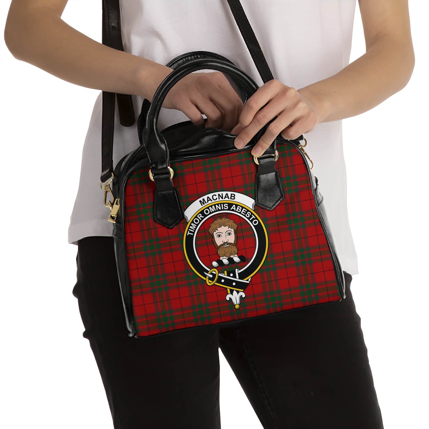 MacNab Tartan Shoulder Handbags with Family Crest - Tartanvibesclothing