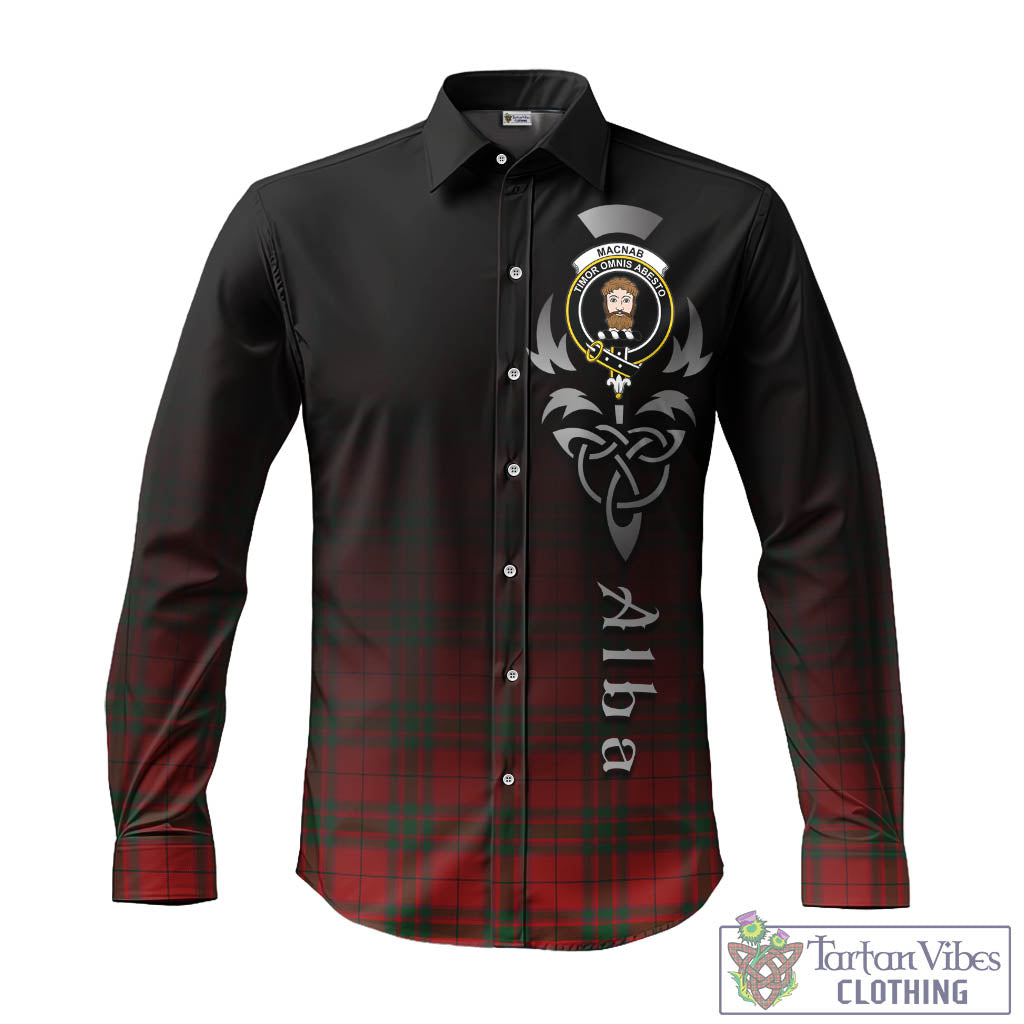 Tartan Vibes Clothing MacNab Tartan Long Sleeve Button Up Featuring Alba Gu Brath Family Crest Celtic Inspired