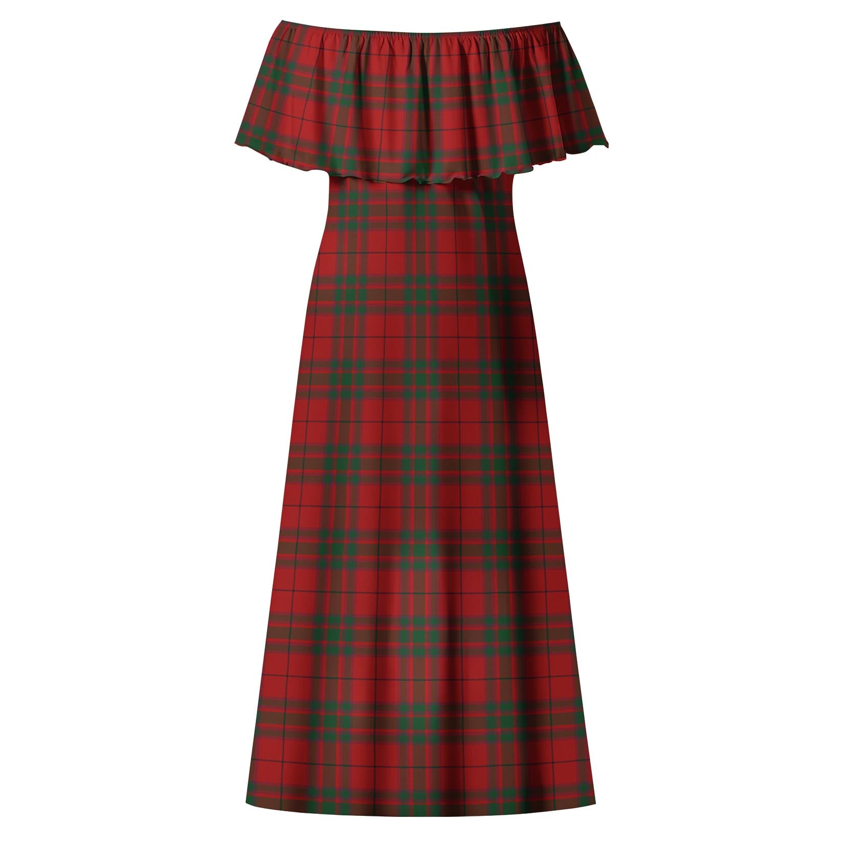 MacNab Tartan Off Shoulder Long Dress - Tartanvibesclothing