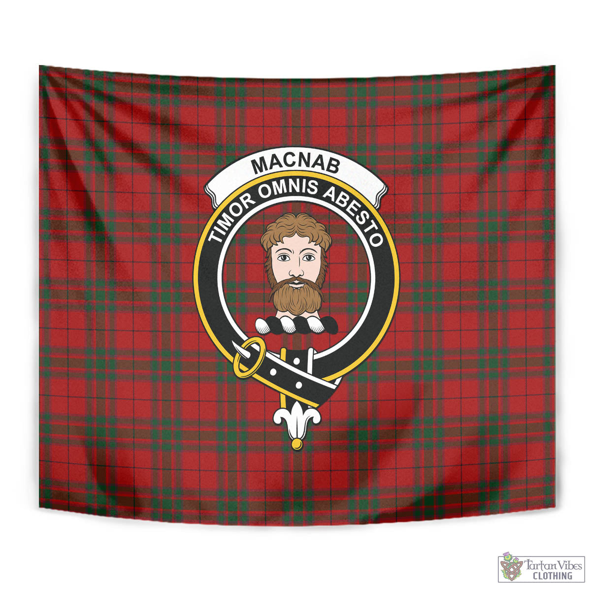 Tartan Vibes Clothing MacNab Tartan Tapestry Wall Hanging and Home Decor for Room with Family Crest