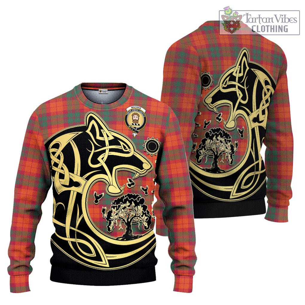 MacNab Ancient Tartan Knitted Sweater with Family Crest Celtic Wolf Style Unisex - Tartan Vibes Clothing