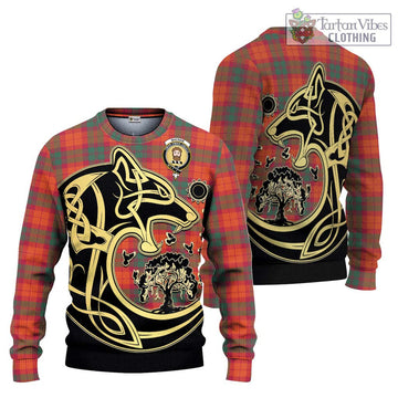 MacNab Ancient Tartan Ugly Sweater with Family Crest Celtic Wolf Style