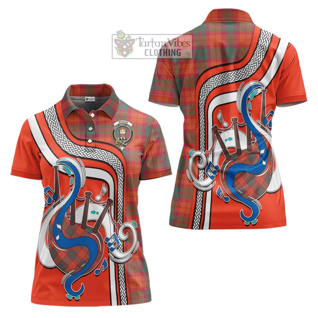 MacNab Ancient Tartan Women's Polo Shirt with Epic Bagpipe Style Women - Tartanvibesclothing Shop