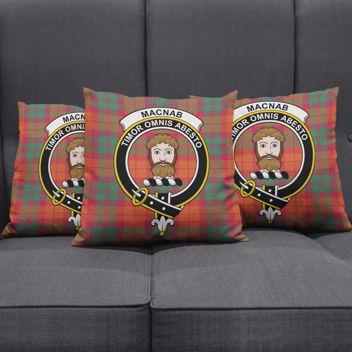 MacNab Ancient Tartan Pillow Cover with Family Crest Square Pillow Cover - Tartanvibesclothing