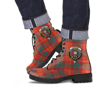 MacNab Ancient Tartan Leather Boots with Family Crest