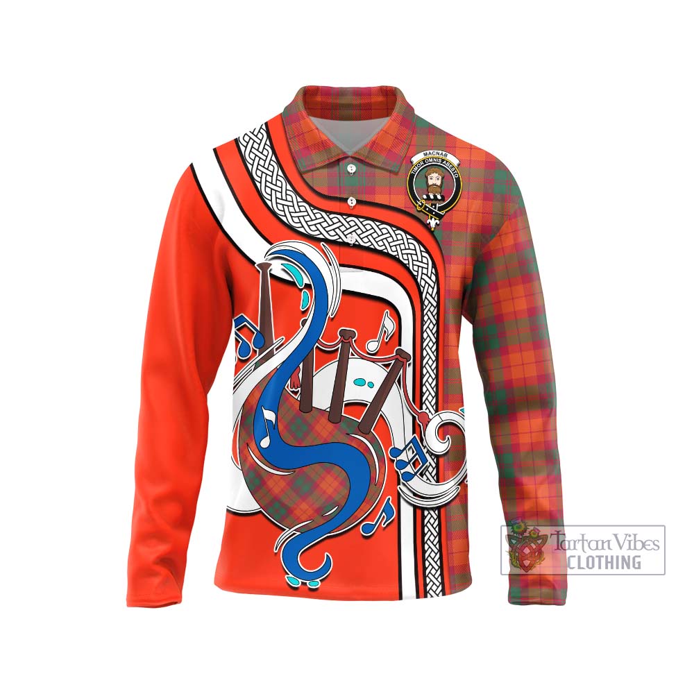 Tartan Vibes Clothing MacNab Ancient Tartan Long Sleeve Polo Shirt with Epic Bagpipe Style