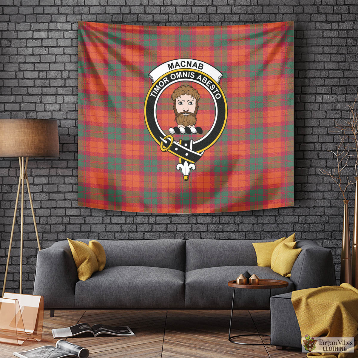 Tartan Vibes Clothing MacNab Ancient Tartan Tapestry Wall Hanging and Home Decor for Room with Family Crest