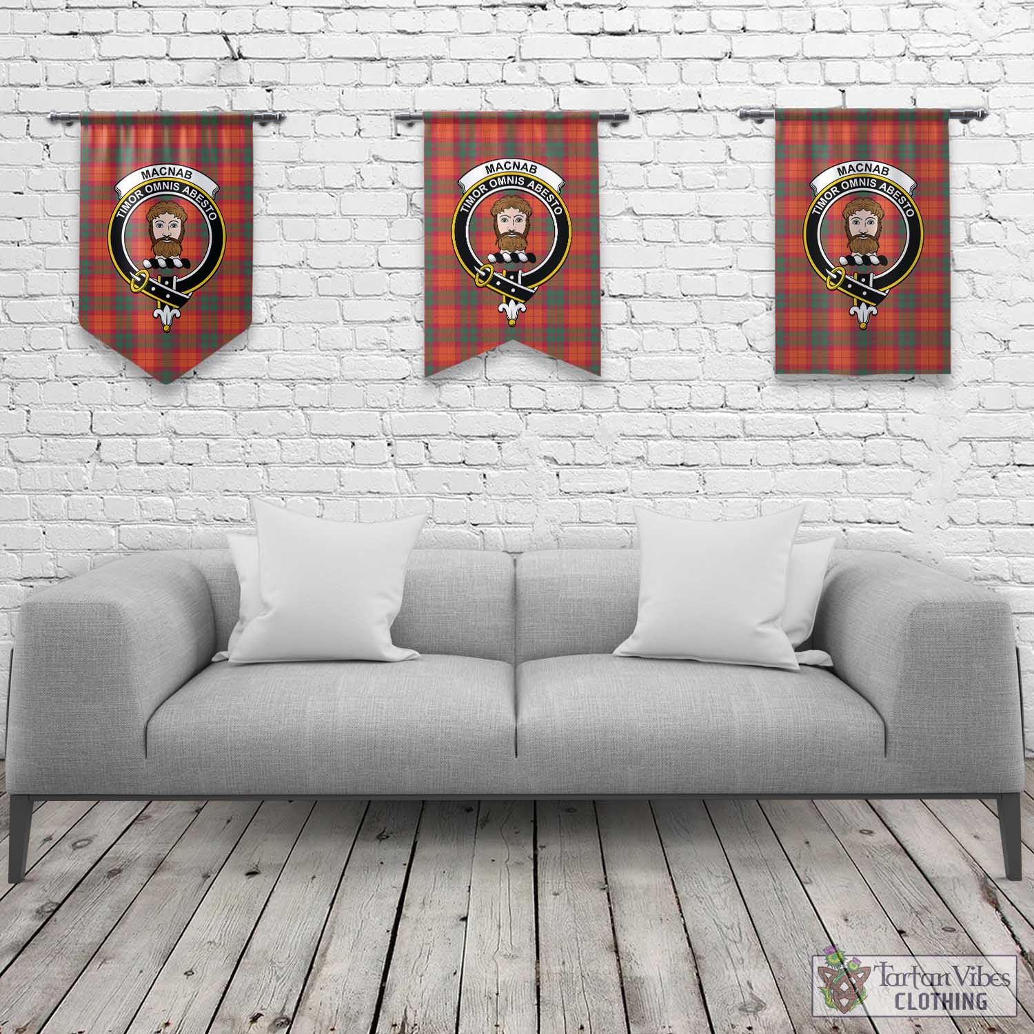 Tartan Vibes Clothing MacNab Ancient Tartan Gonfalon, Tartan Banner with Family Crest