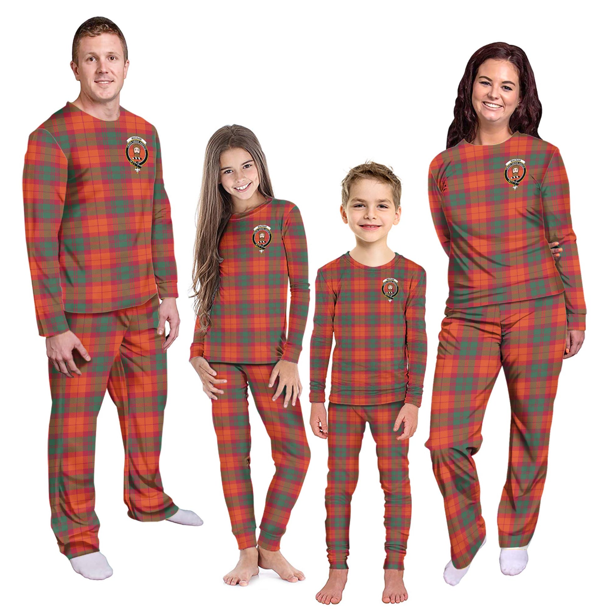 MacNab Ancient Tartan Pajamas Family Set with Family Crest - Tartanvibesclothing