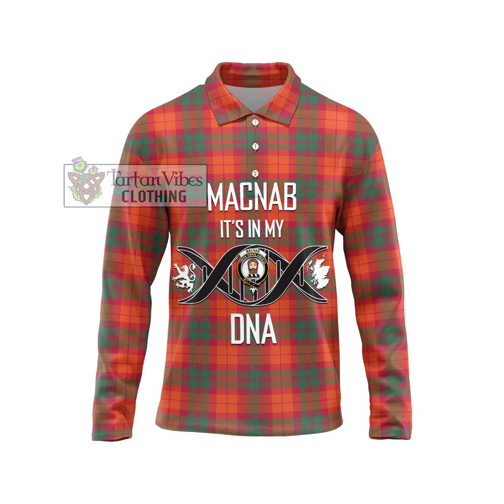 MacNab Ancient Tartan Long Sleeve Polo Shirt with Family Crest DNA In Me Style Unisex - Tartanvibesclothing Shop