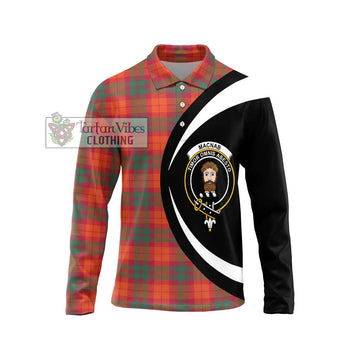 MacNab Ancient Tartan Long Sleeve Polo Shirt with Family Crest Circle Style