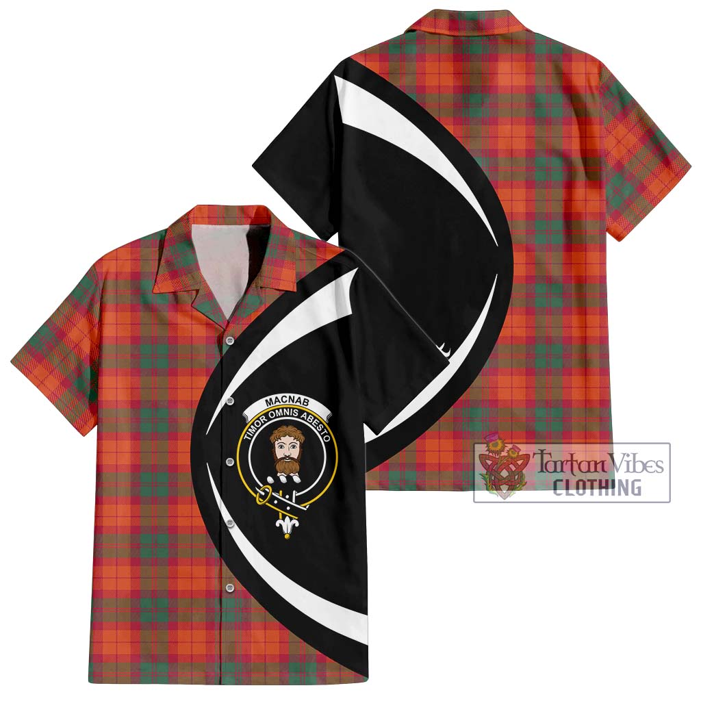 MacNab Ancient Tartan Short Sleeve Button Up with Family Crest Circle Style Kid - Tartan Vibes Clothing