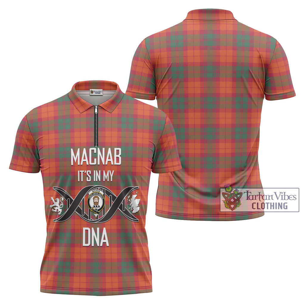 MacNab Ancient Tartan Zipper Polo Shirt with Family Crest DNA In Me Style Unisex - Tartanvibesclothing Shop