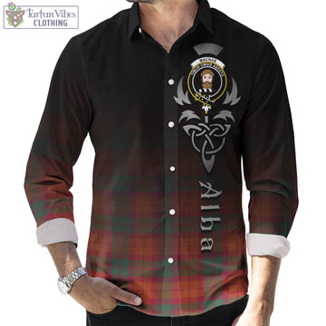 MacNab Ancient Tartan Long Sleeve Button Up Featuring Alba Gu Brath Family Crest Celtic Inspired