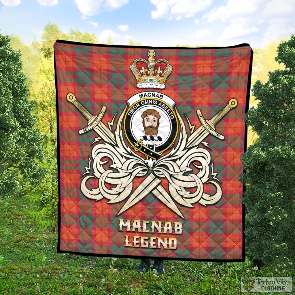 Tartan Vibes Clothing MacNab Ancient Tartan Quilt with Clan Crest and the Golden Sword of Courageous Legacy