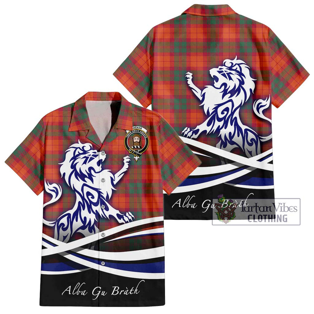 MacNab Ancient Tartan Short Sleeve Button Shirt with Alba Gu Brath Regal Lion Emblem Kid - Tartanvibesclothing Shop