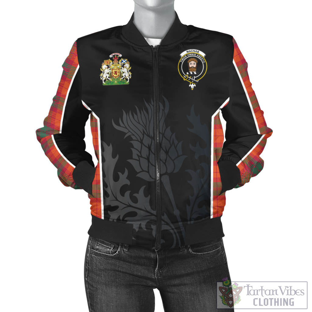 Tartan Vibes Clothing MacNab Ancient Tartan Bomber Jacket with Family Crest and Scottish Thistle Vibes Sport Style