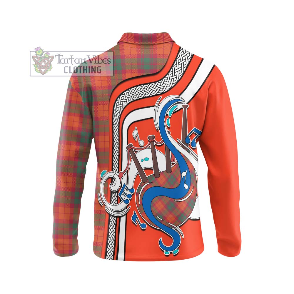 Tartan Vibes Clothing MacNab Ancient Tartan Long Sleeve Polo Shirt with Epic Bagpipe Style