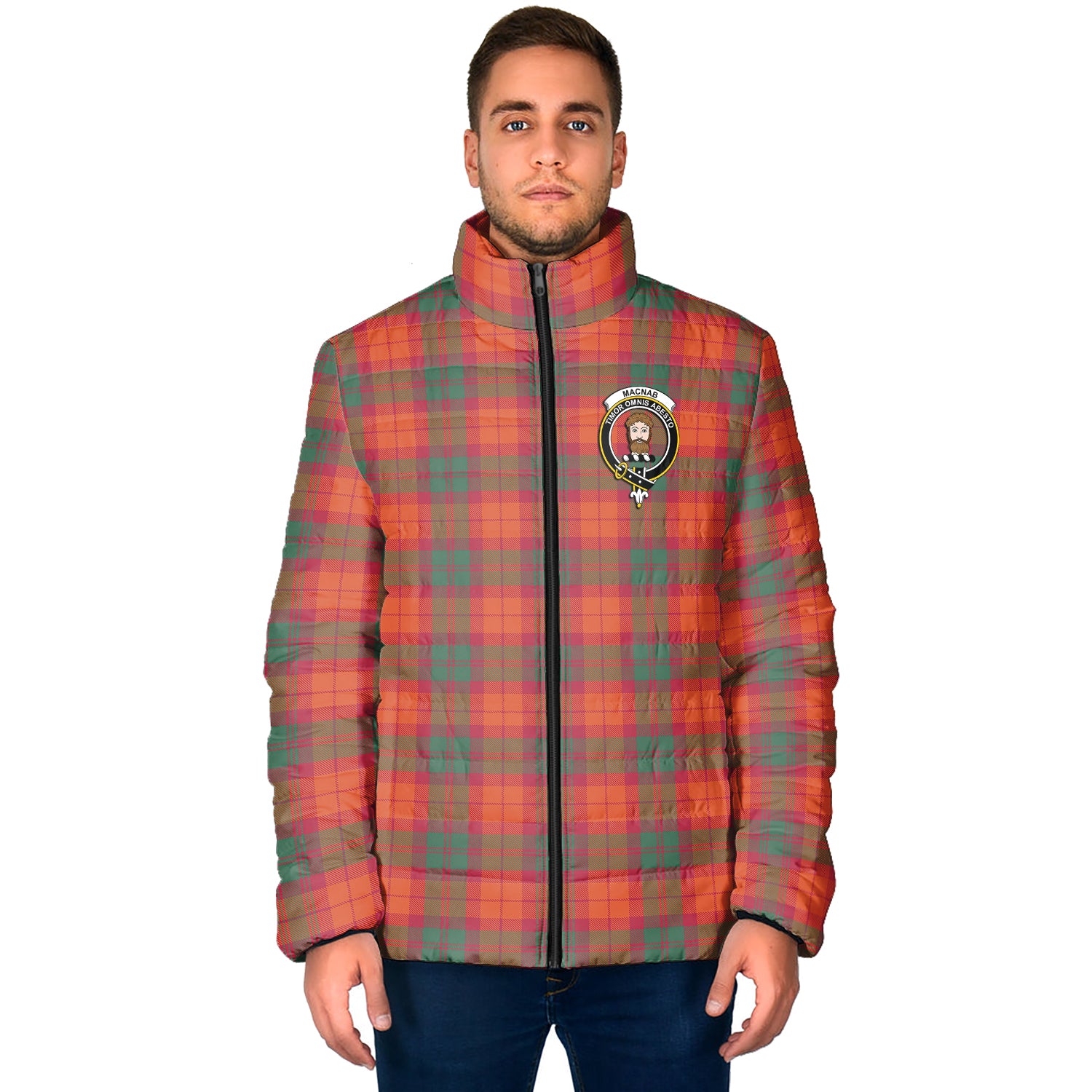 MacNab Ancient Tartan Padded Jacket with Family Crest - Tartan Vibes Clothing