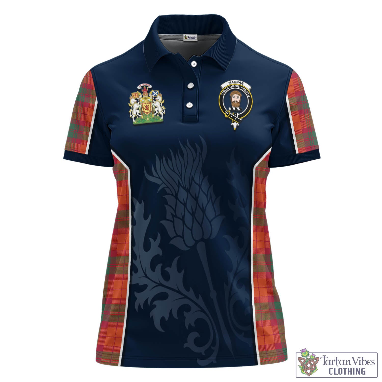 Tartan Vibes Clothing MacNab Ancient Tartan Women's Polo Shirt with Family Crest and Scottish Thistle Vibes Sport Style