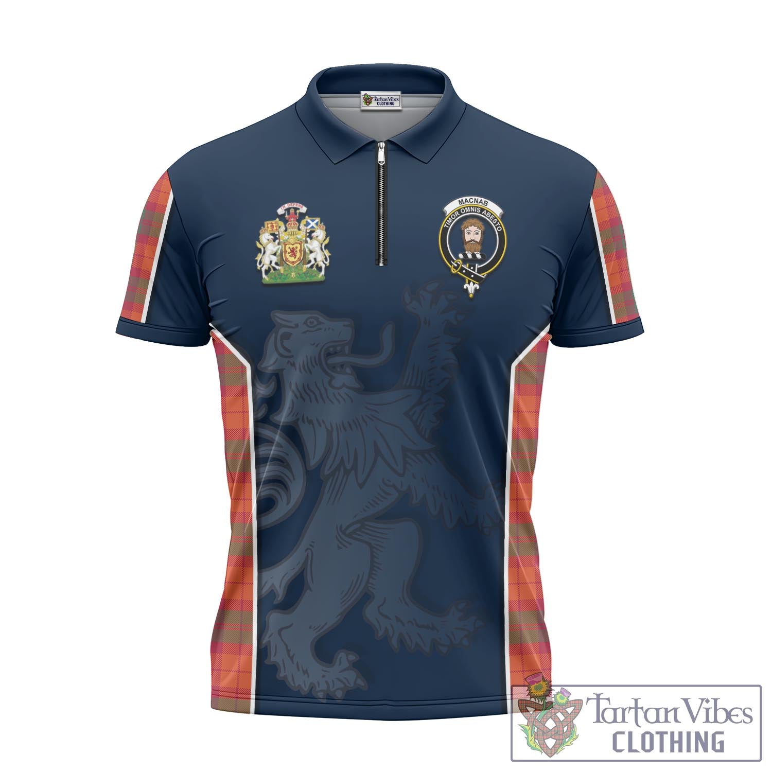 Tartan Vibes Clothing MacNab Ancient Tartan Zipper Polo Shirt with Family Crest and Lion Rampant Vibes Sport Style