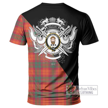 MacNab Ancient Tartan T-Shirt with Family Crest and Military Logo Style