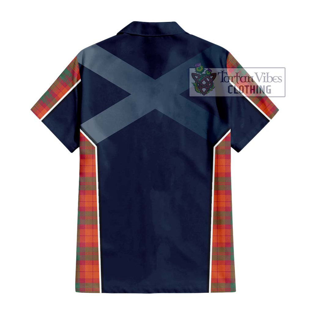 MacNab Ancient Tartan Short Sleeve Button Shirt with Family Crest and Lion Rampant Vibes Sport Style - Tartan Vibes Clothing