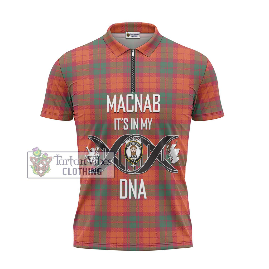 MacNab Ancient Tartan Zipper Polo Shirt with Family Crest DNA In Me Style - Tartanvibesclothing Shop