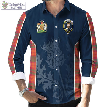 MacNab Ancient Tartan Long Sleeve Button Up Shirt with Family Crest and Scottish Thistle Vibes Sport Style