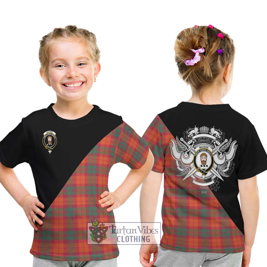 MacNab Ancient Tartan Kid T-Shirt with Family Crest and Military Logo Style - Tartanvibesclothing Shop