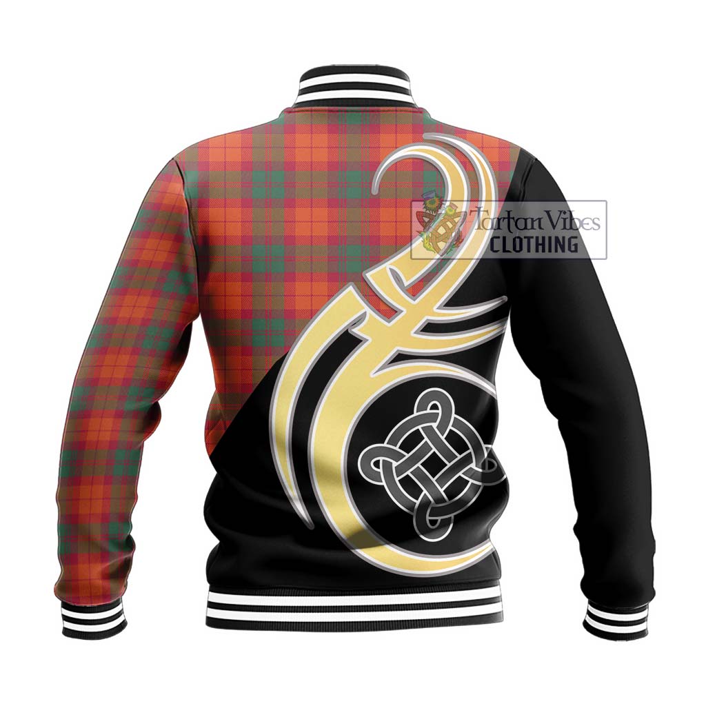 MacNab Ancient Tartan Baseball Jacket with Family Crest and Celtic Symbol Style - Tartan Vibes Clothing