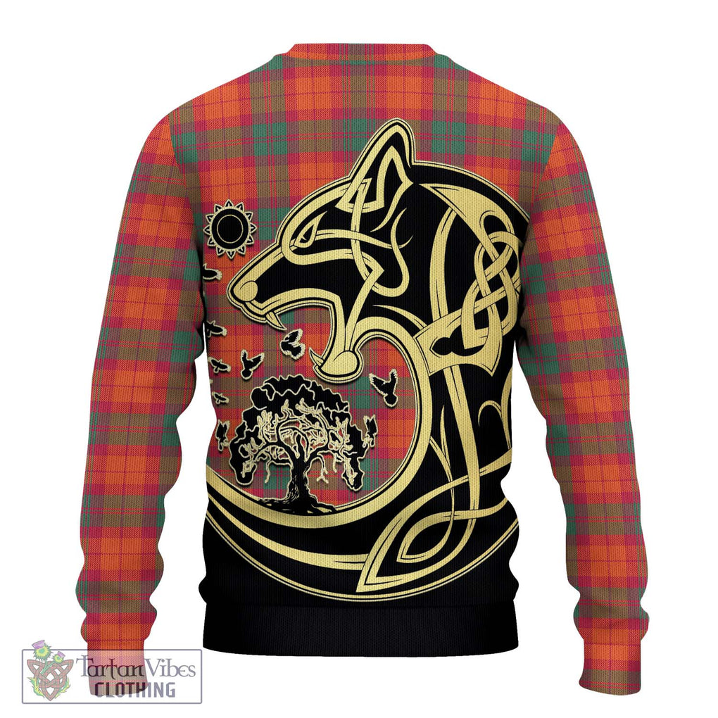 MacNab Ancient Tartan Knitted Sweater with Family Crest Celtic Wolf Style - Tartan Vibes Clothing