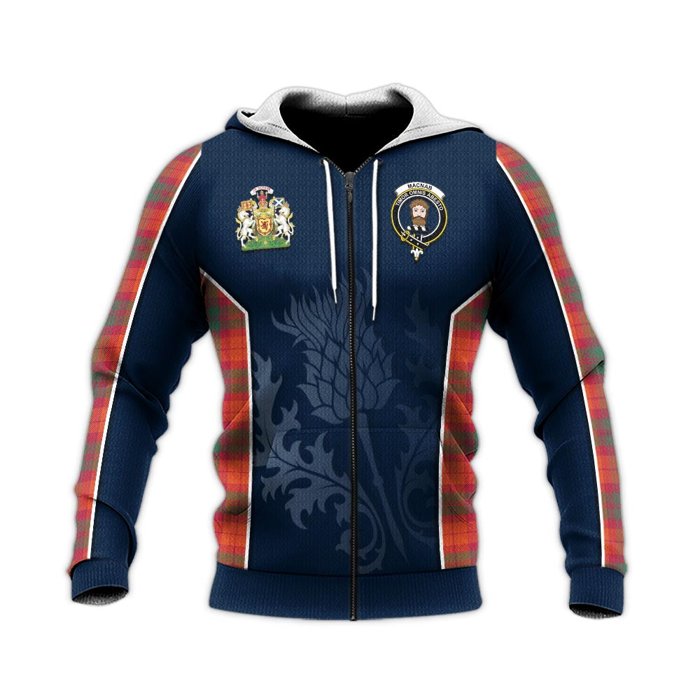 Tartan Vibes Clothing MacNab Ancient Tartan Knitted Hoodie with Family Crest and Scottish Thistle Vibes Sport Style