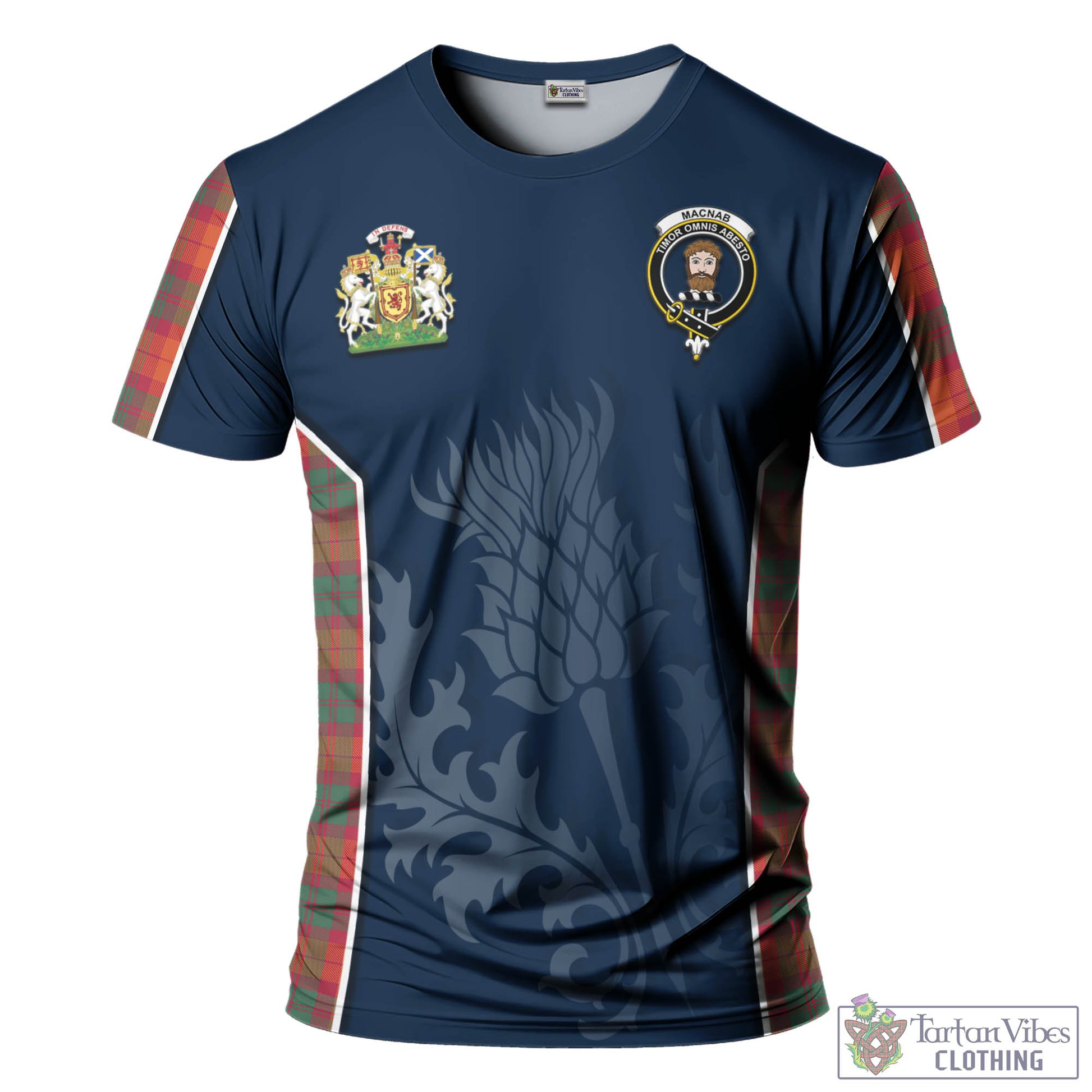 Tartan Vibes Clothing MacNab Ancient Tartan T-Shirt with Family Crest and Scottish Thistle Vibes Sport Style