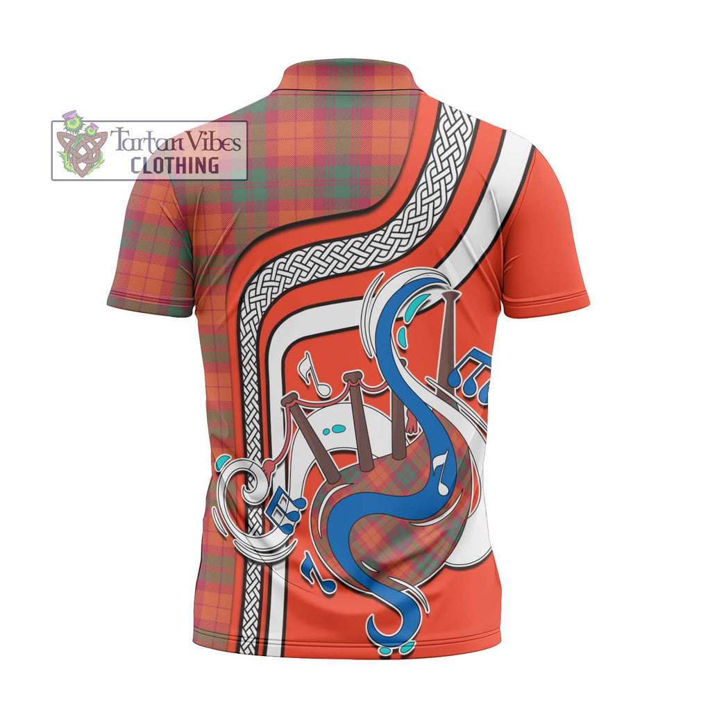 MacNab Ancient Tartan Zipper Polo Shirt with Epic Bagpipe Style - Tartanvibesclothing Shop