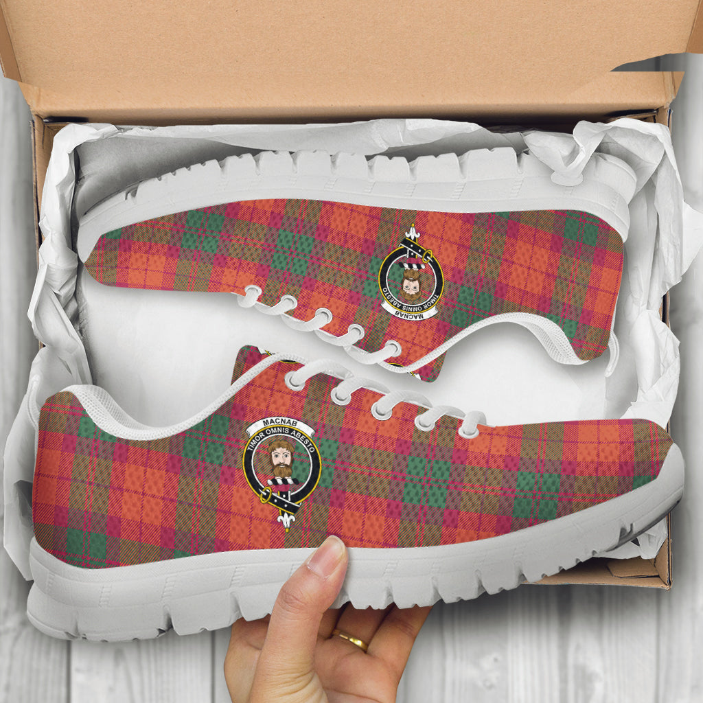 MacNab Ancient Tartan Sneakers with Family Crest - Tartan Vibes Clothing