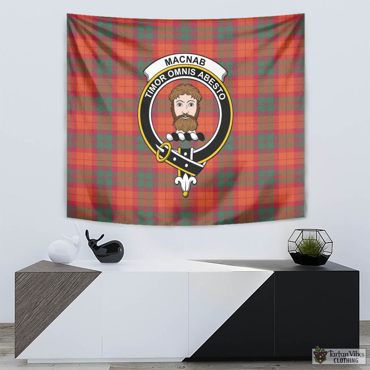 Tartan Vibes Clothing MacNab Ancient Tartan Tapestry Wall Hanging and Home Decor for Room with Family Crest