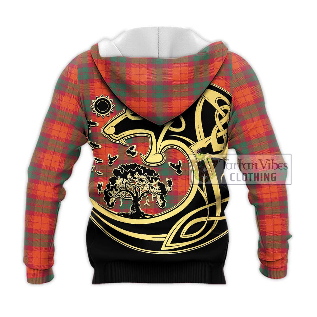 MacNab Ancient Tartan Knitted Hoodie with Family Crest Celtic Wolf Style - Tartan Vibes Clothing