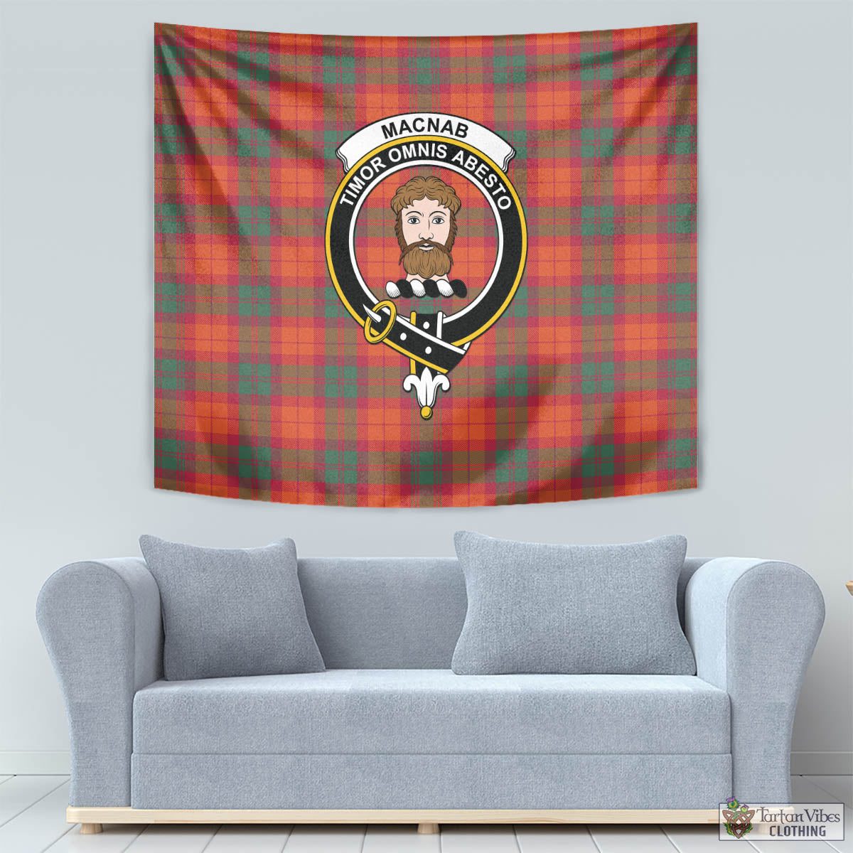 Tartan Vibes Clothing MacNab Ancient Tartan Tapestry Wall Hanging and Home Decor for Room with Family Crest