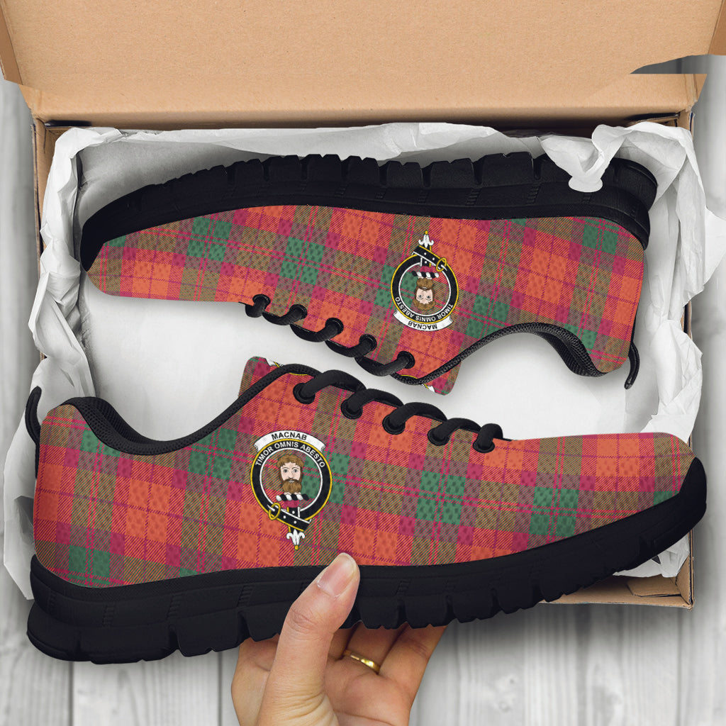 MacNab Ancient Tartan Sneakers with Family Crest - Tartan Vibes Clothing