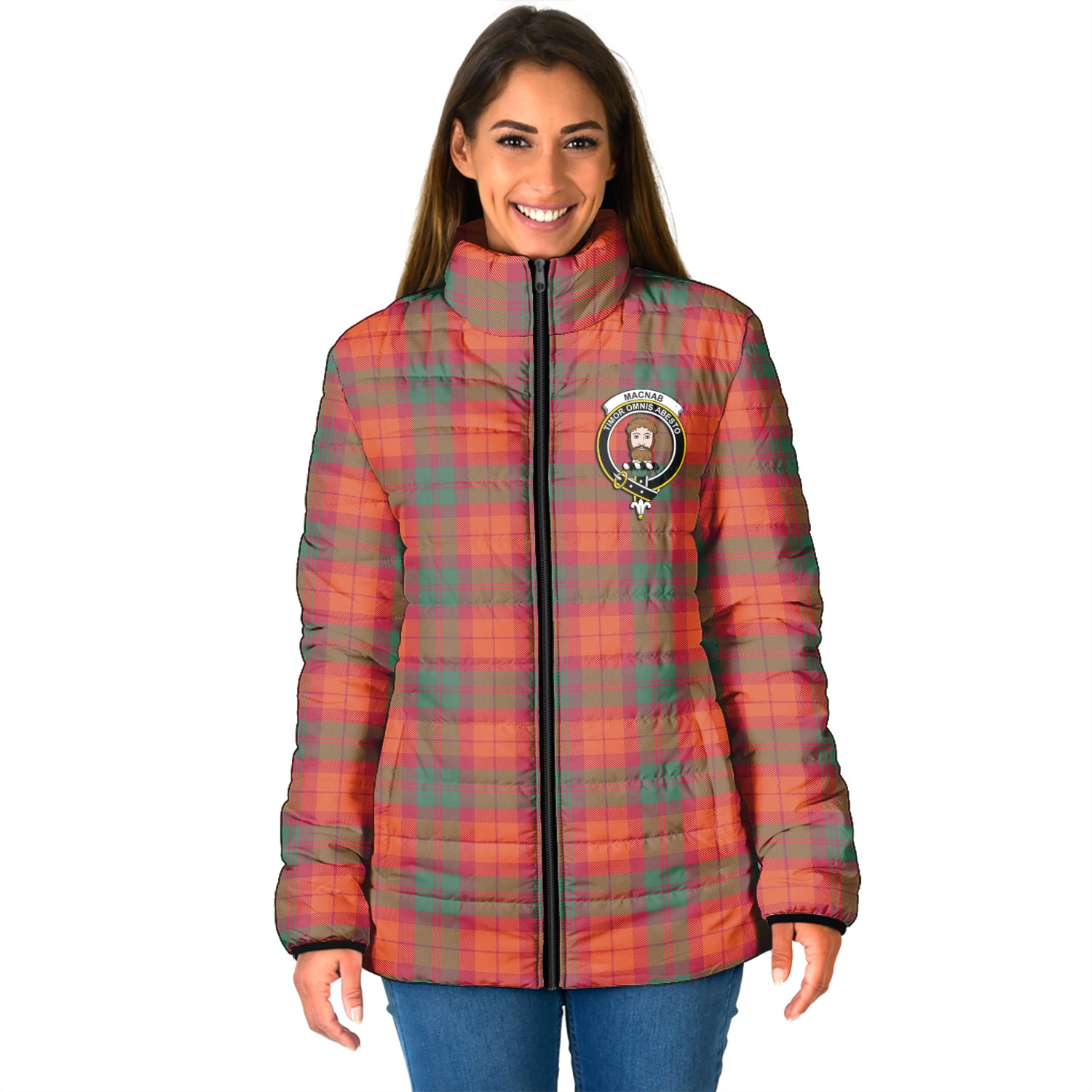 MacNab Ancient Tartan Padded Jacket with Family Crest - Tartan Vibes Clothing