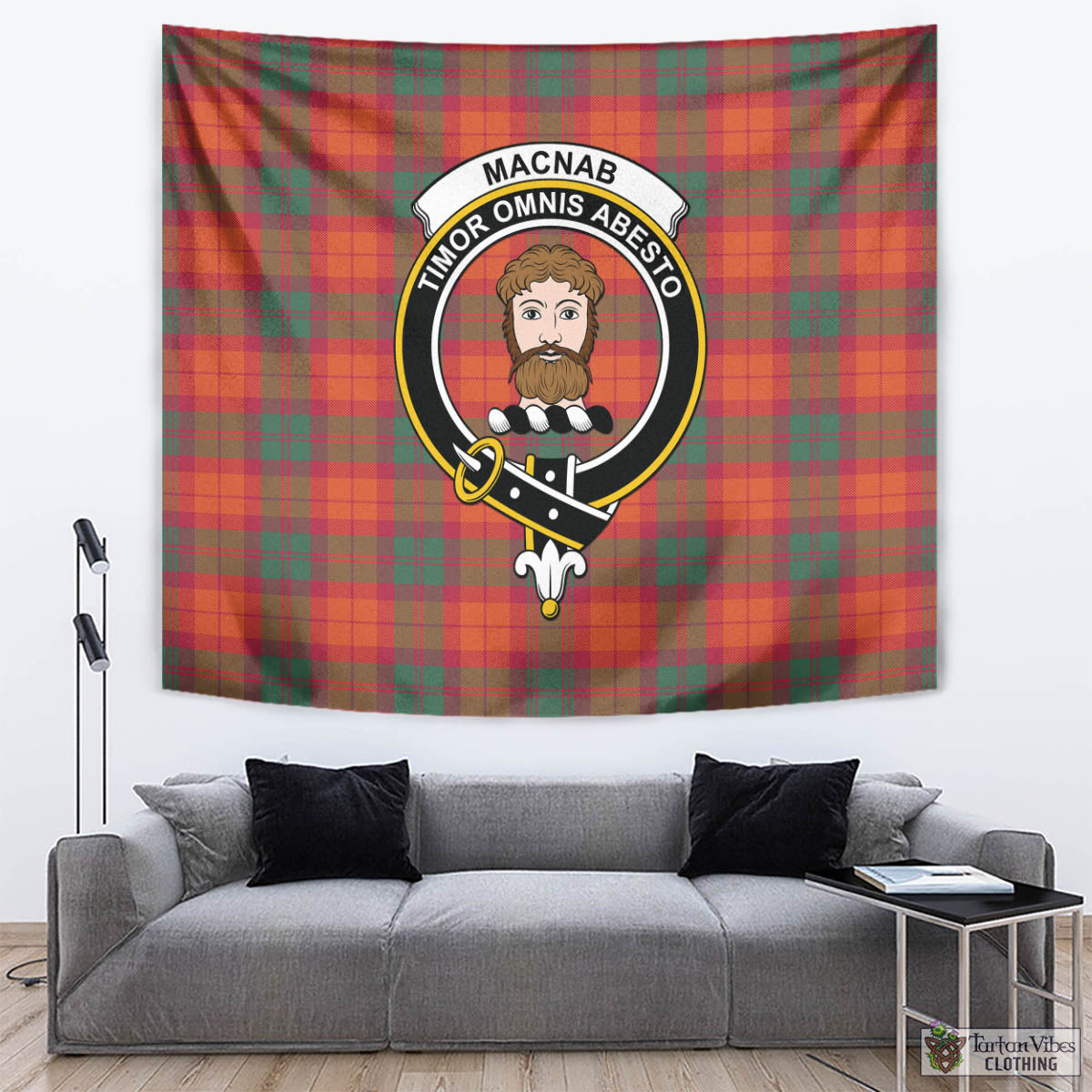 Tartan Vibes Clothing MacNab Ancient Tartan Tapestry Wall Hanging and Home Decor for Room with Family Crest