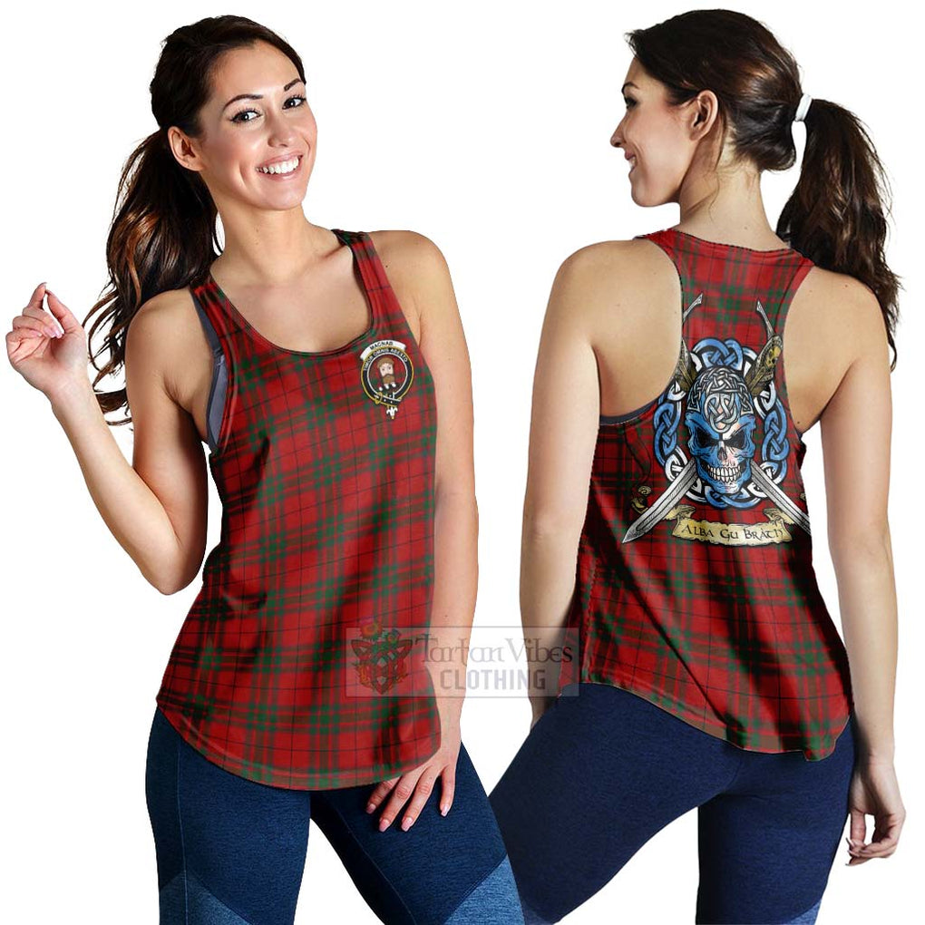 Tartan Vibes Clothing MacNab (McNab) Tartan Women's Racerback Tanks with Family Crest Celtic Skull Style