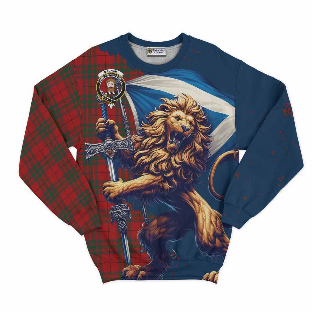 Tartan Vibes Clothing MacNab (McNab) Tartan Family Crest Sweatshirt with Scottish Majestic Lion